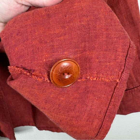 Flax Women's Red Linen Button Front Jacket Blazer Size Small Lagenlook Pockets - Picture 8 of 8